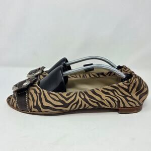 AGL Attilio Giusti Leombruni Shoes Womens Size 39 US 8.5 Peep Toe Flats Animal